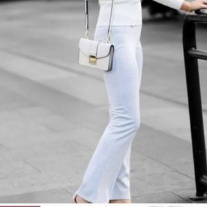 Betabrand Dress Yoga Straight Leg Pants Silver Sparkle Ice Size Medium